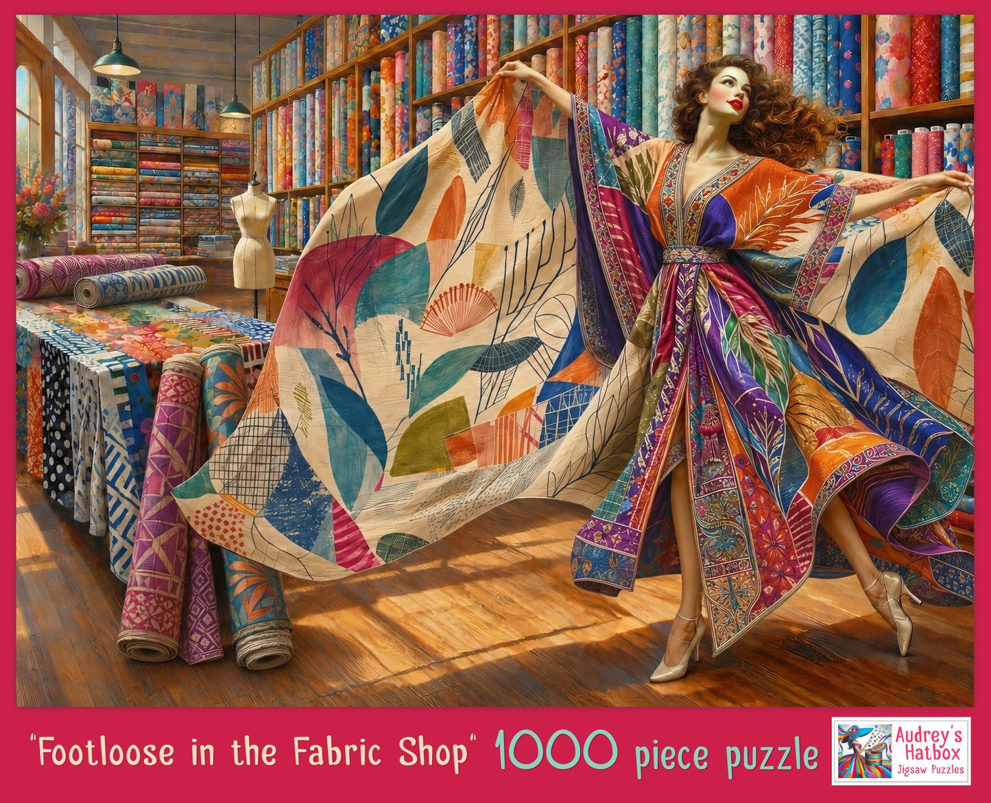 Footloose in the Fabric Shop Jigsaw Puzzle