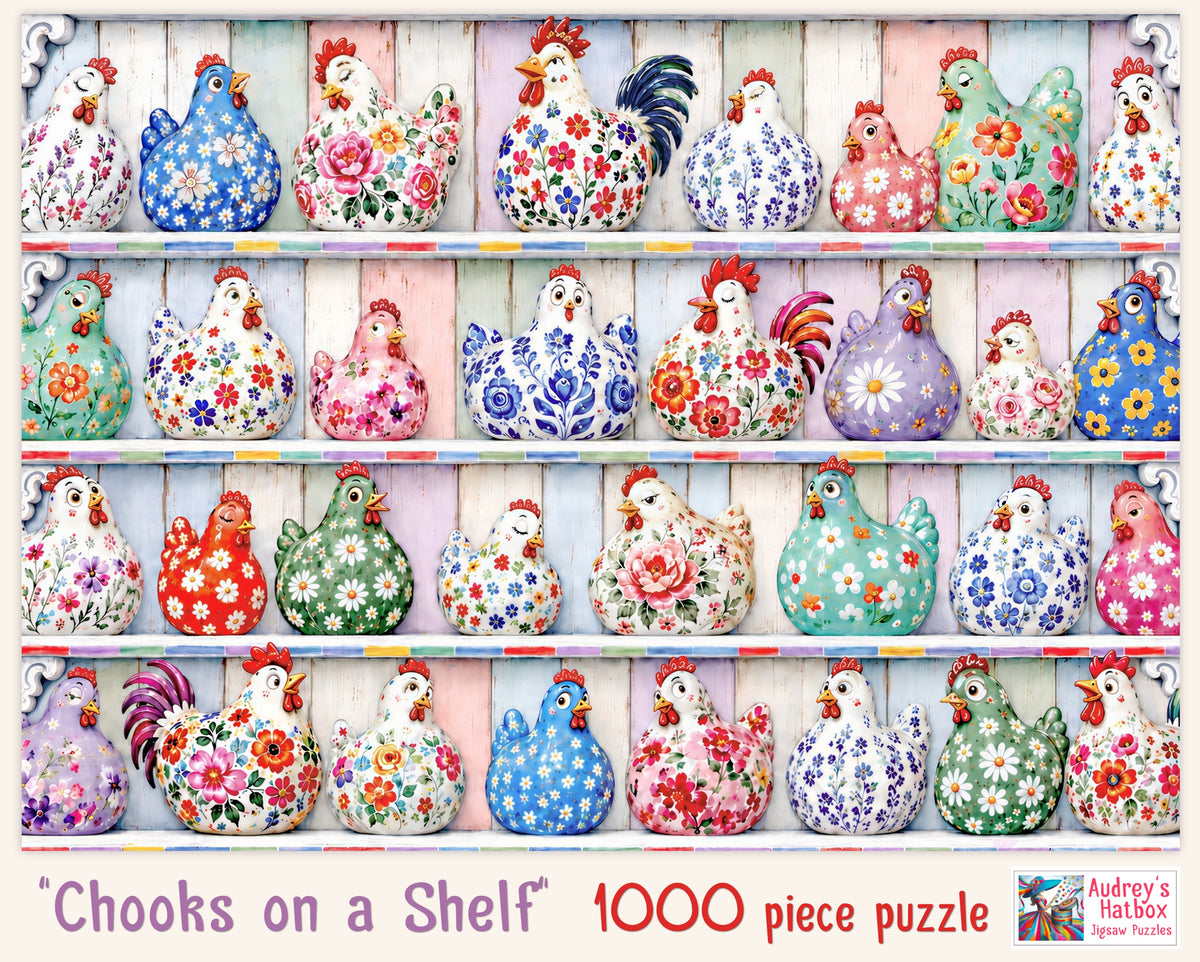 Chooks on a Shelf Jigsaw Puzzle