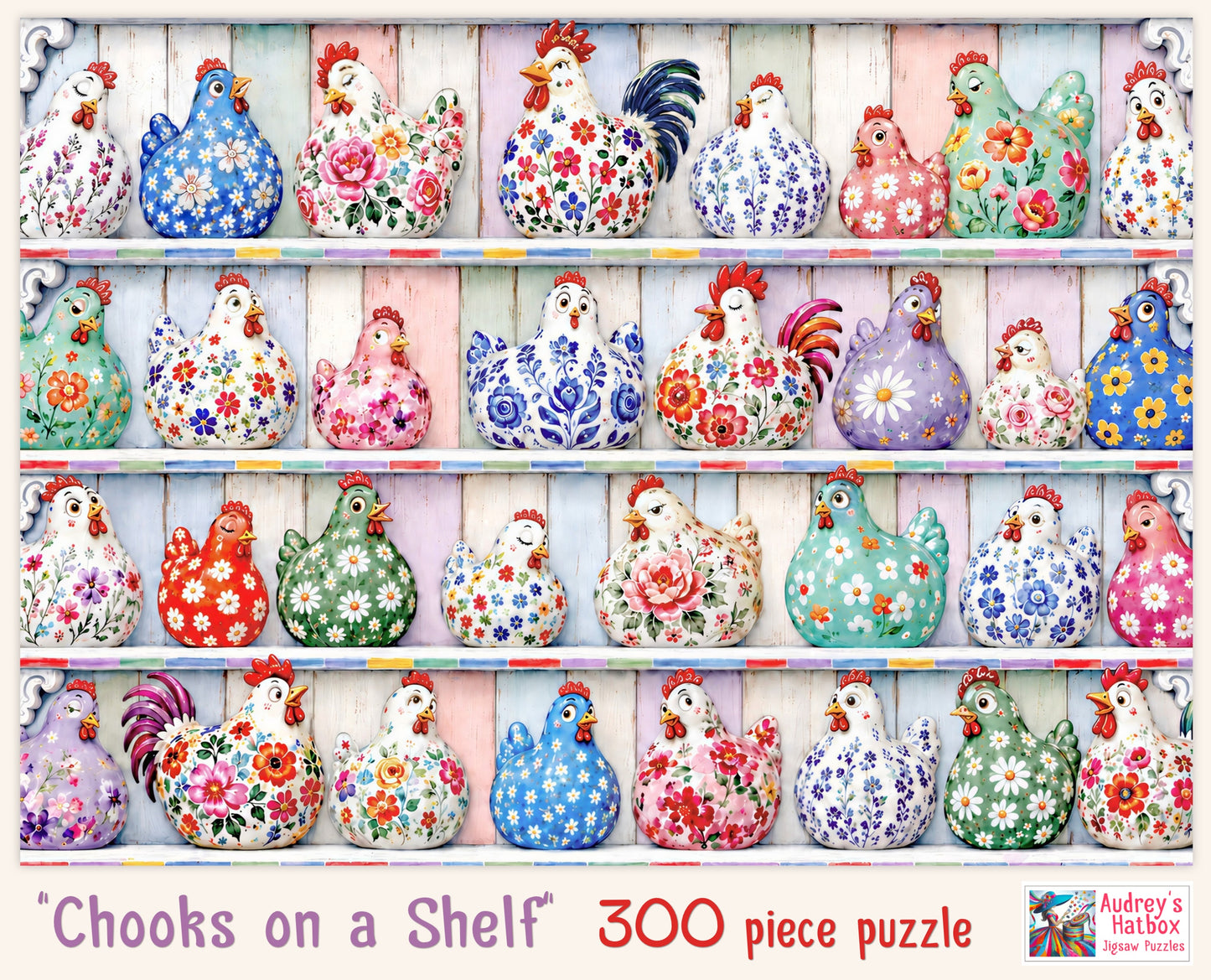 Chooks on a Shelf Jigsaw Puzzle