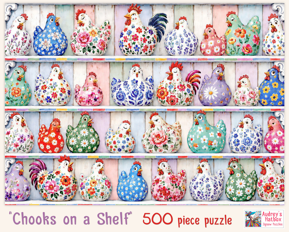 Chooks on a Shelf Jigsaw Puzzle