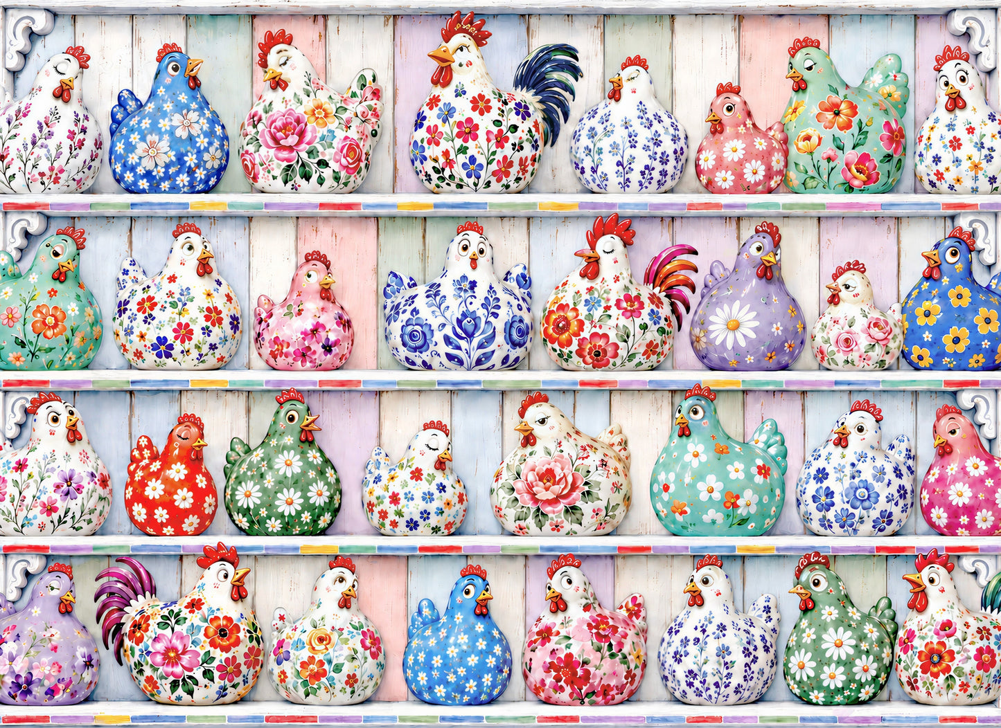 Chooks on a Shelf Jigsaw Puzzle