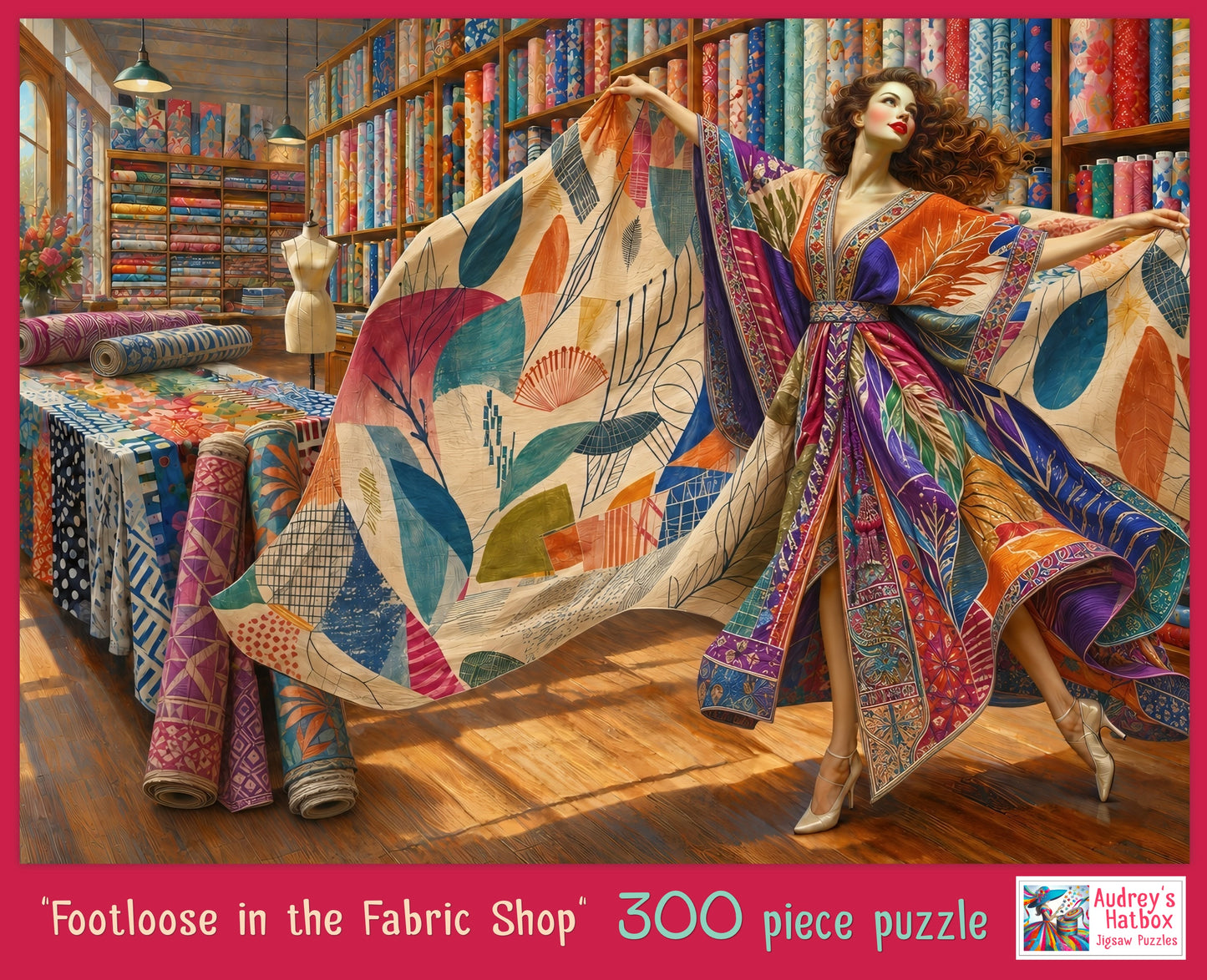 Footloose in the Fabric Shop Jigsaw Puzzle