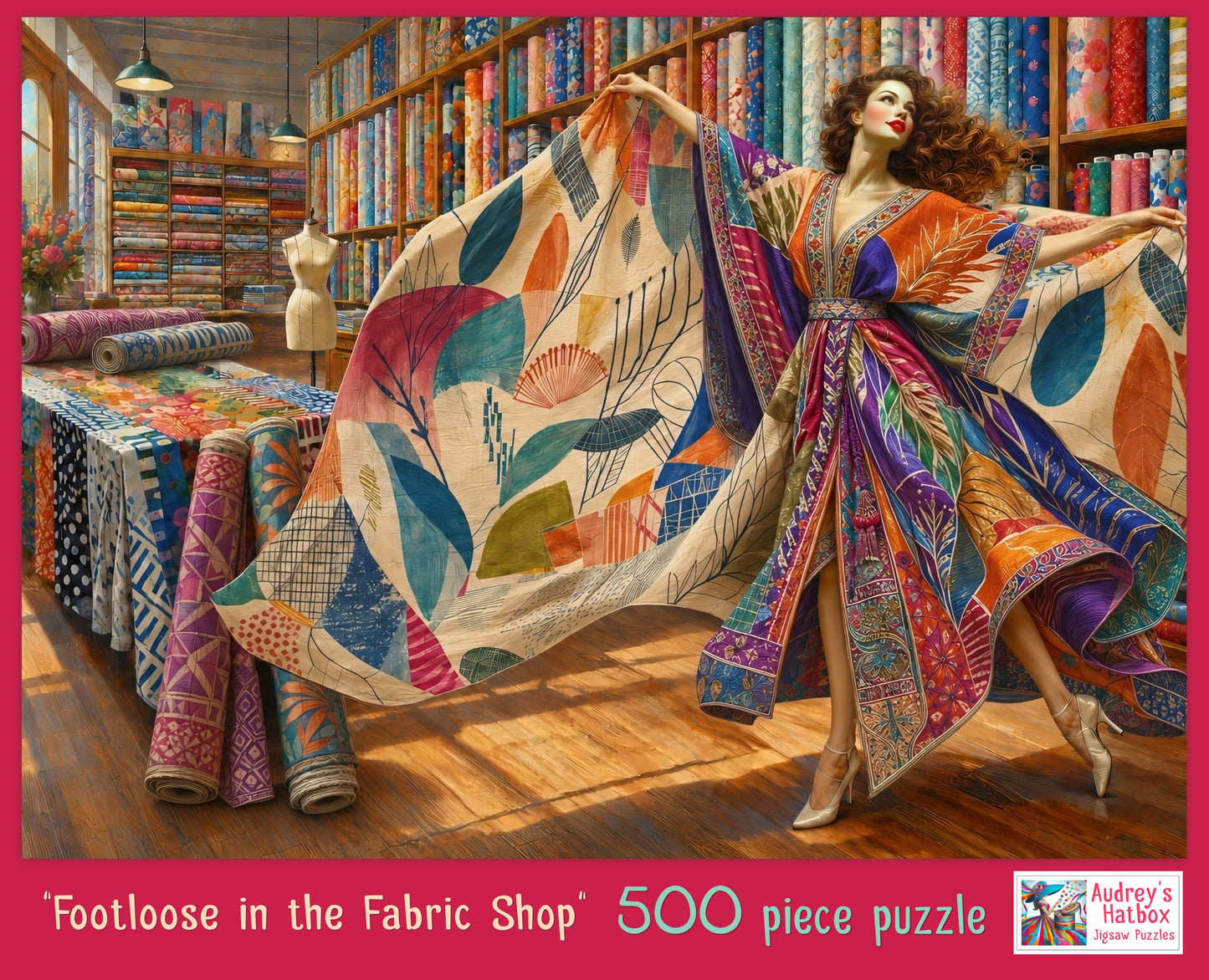 Footloose in the Fabric Shop Jigsaw Puzzle